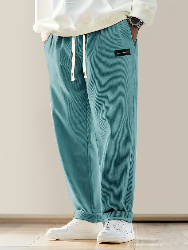 Corduroy broek met losse pasvorm en rechte pijpen