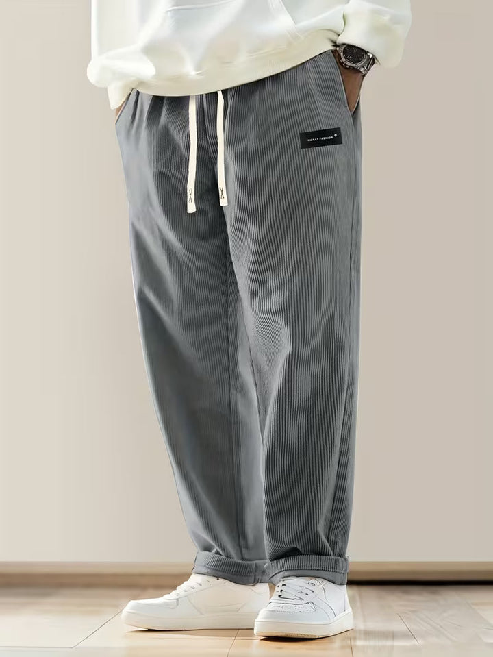 Corduroy broek met losse pasvorm en rechte pijpen