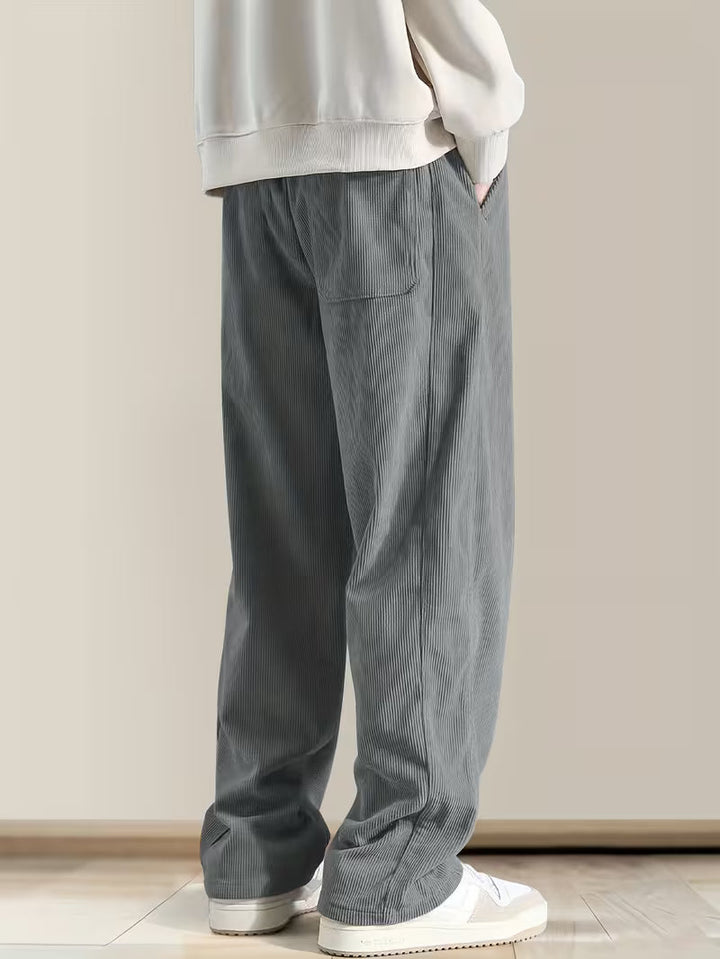 Corduroy broek met losse pasvorm en rechte pijpen