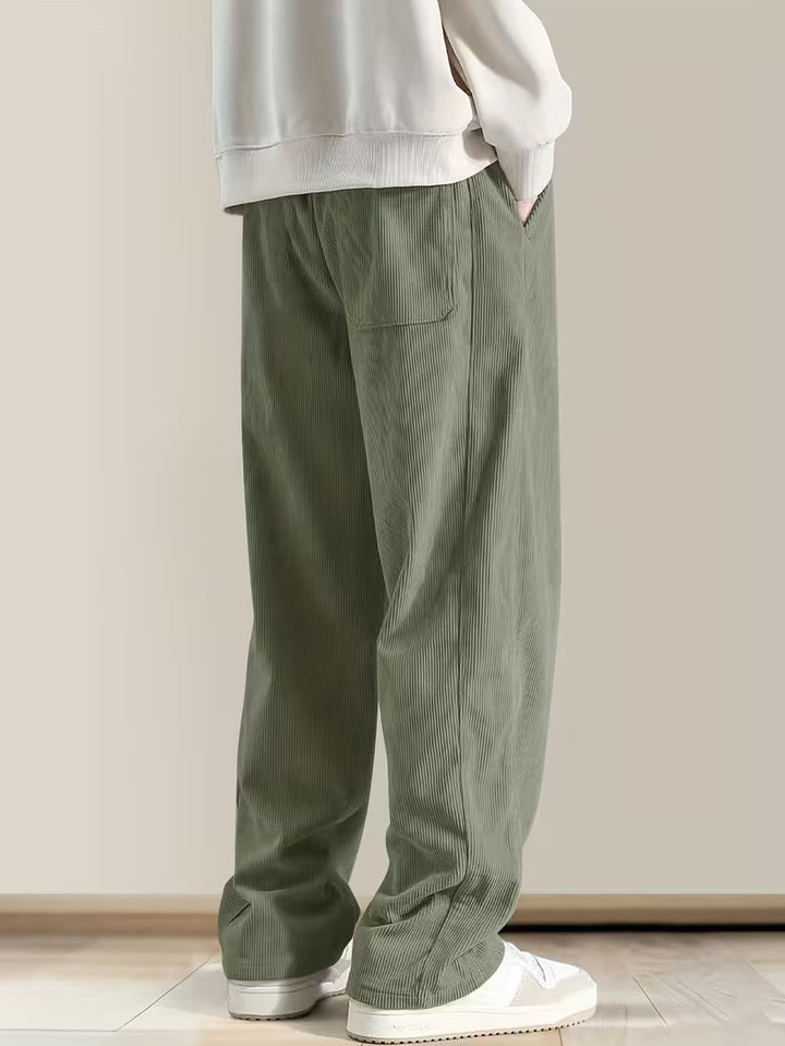 Corduroy broek met losse pasvorm en rechte pijpen