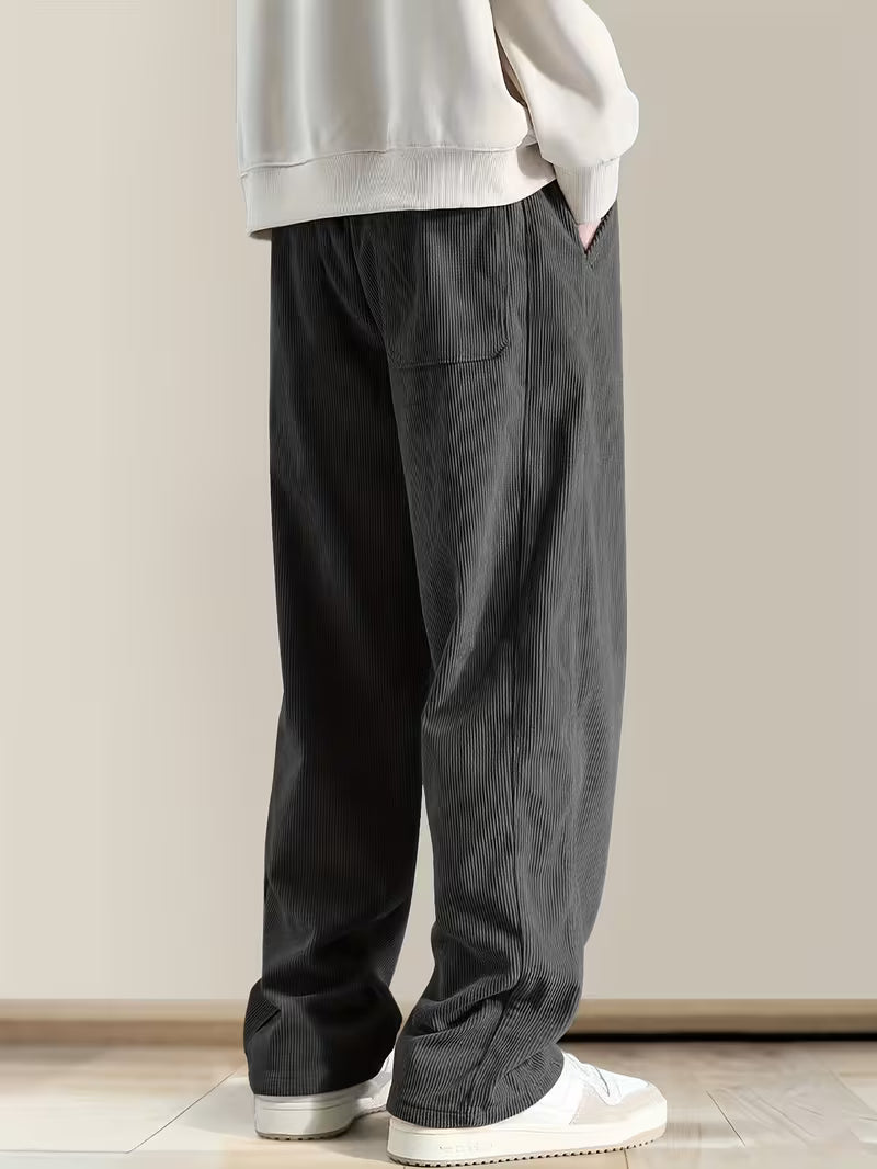Corduroy broek met losse pasvorm en rechte pijpen