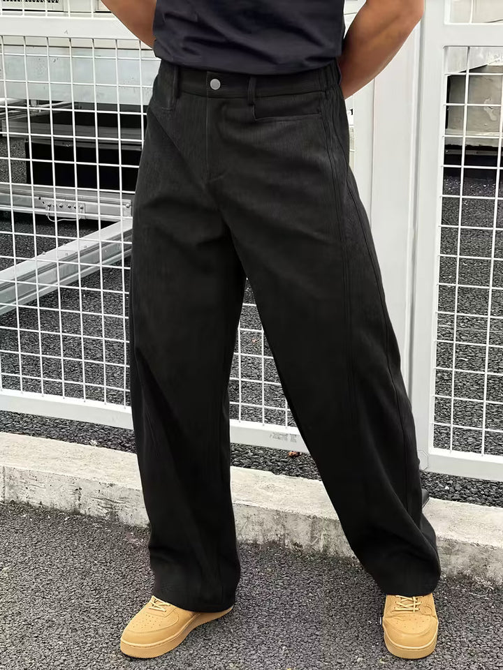 Corduroy broek met losse rechte pijpen