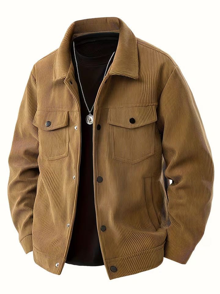 Corduroy jas met twee borstzakken en klassieke kraag