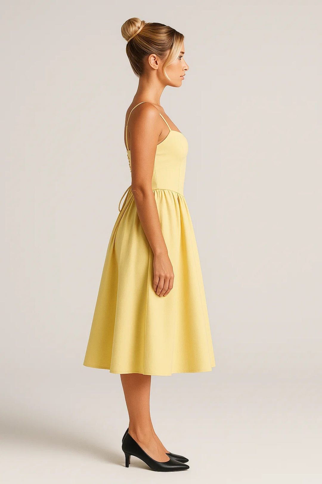 Midi Jurk Dames - Corset Lijfje met Wijde Geplooide Rok | Elegant