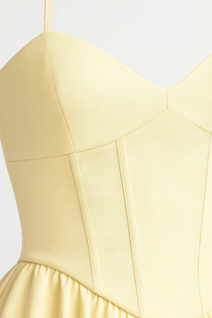 Midi Jurk Dames - Corset Lijfje met Wijde Geplooide Rok | Elegant