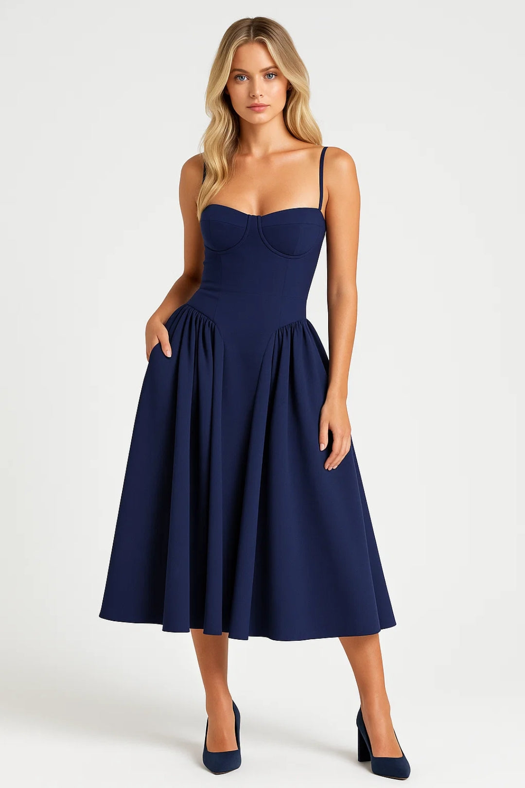 Midi Jurk Dames - Modern Lang Strapless Corset met Wijde Rok | Trendy