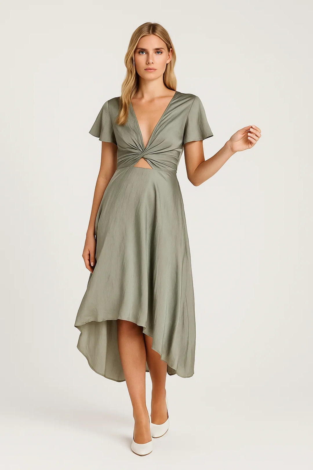 Midi Jurk Dames - Cut-out met Twist Detail | Elegant