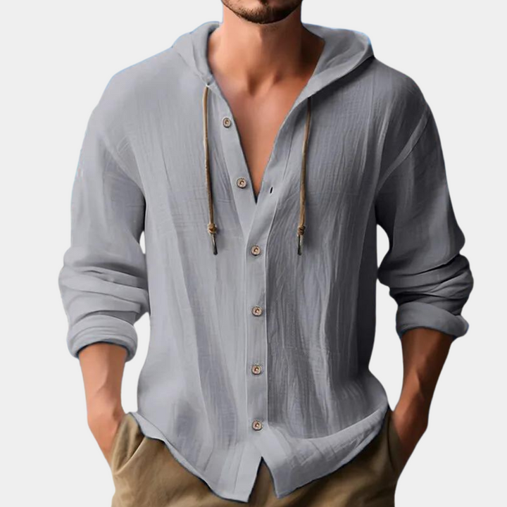 Danut - Modern casual herenshirt met trendy accent met capuchon