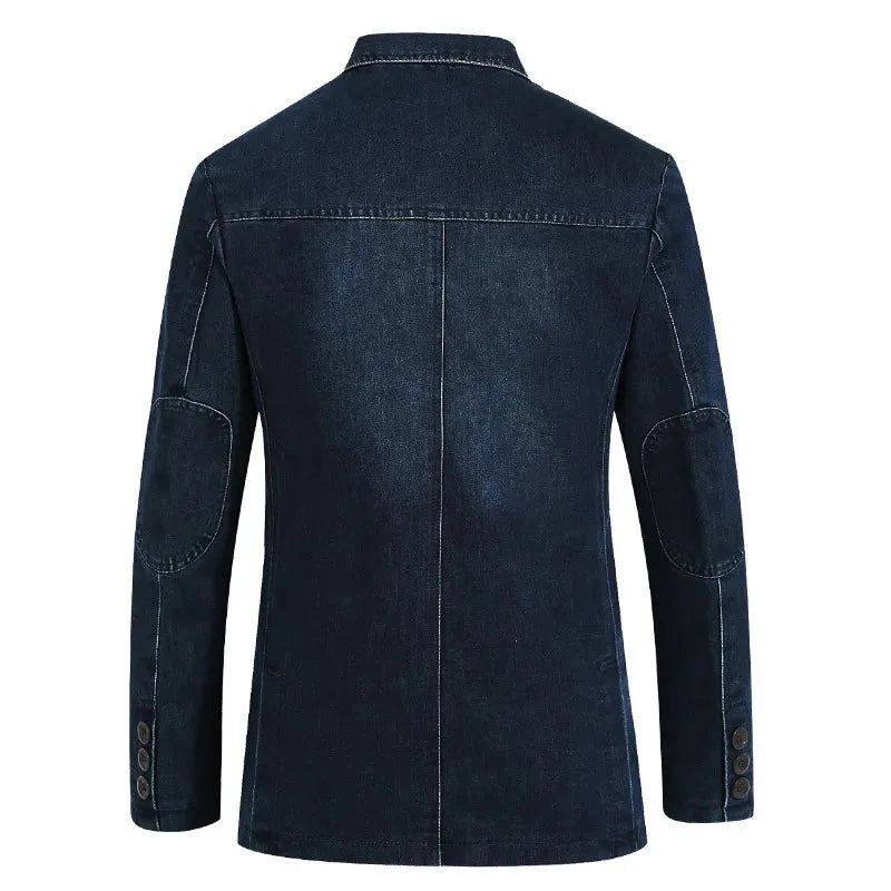 Hugo | Denim blazer met reverskraag en opgestikte zakken