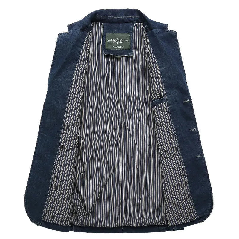Hugo | Denim blazer met reverskraag en opgestikte zakken