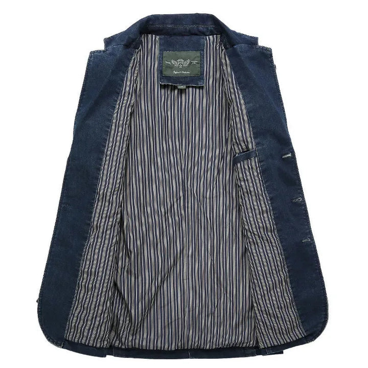 Hugo | Denim blazer met reverskraag en opgestikte zakken