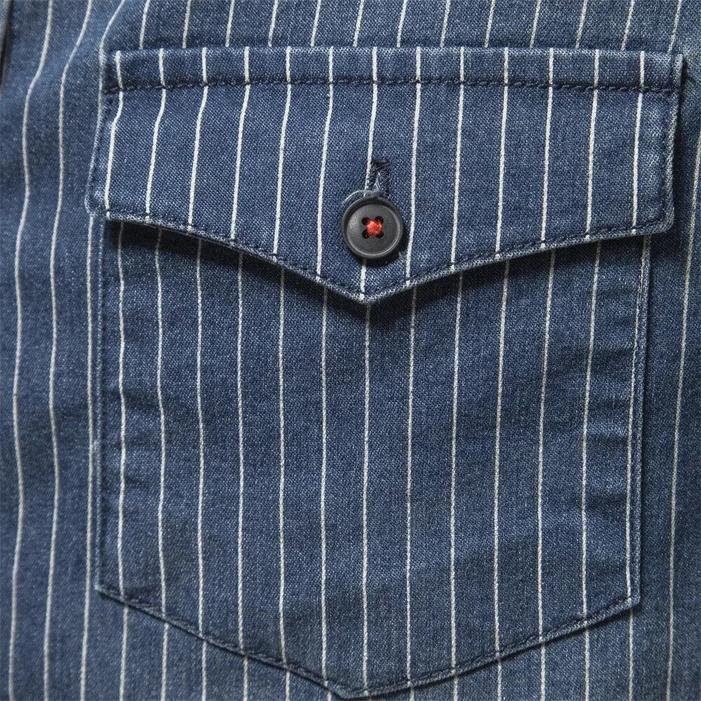 Hugo | Denim overhemd met gestreept patroon en borstzakken