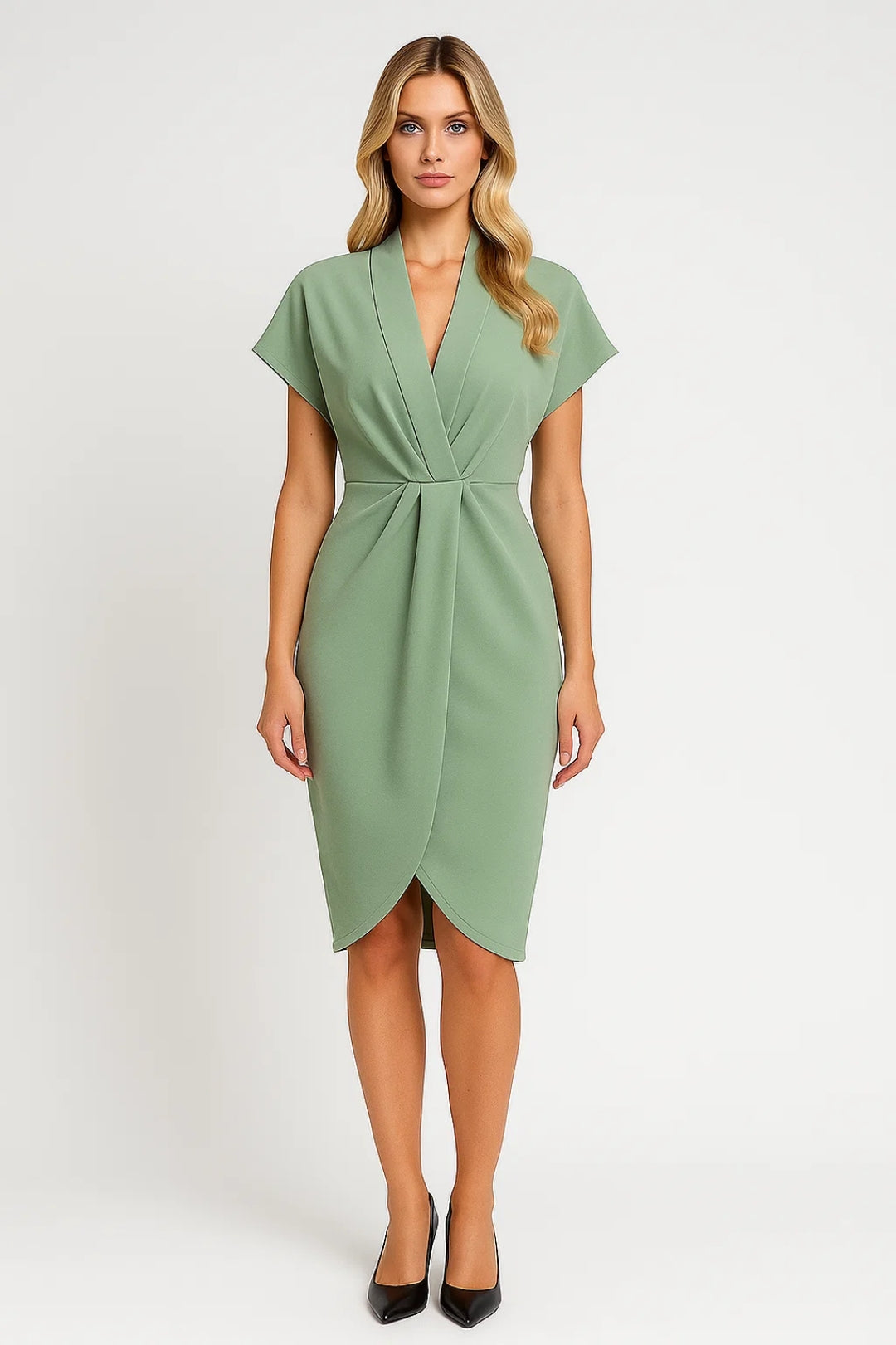 Midi Jurk Dames - Getailleerd met V-hals en Twist | Chique