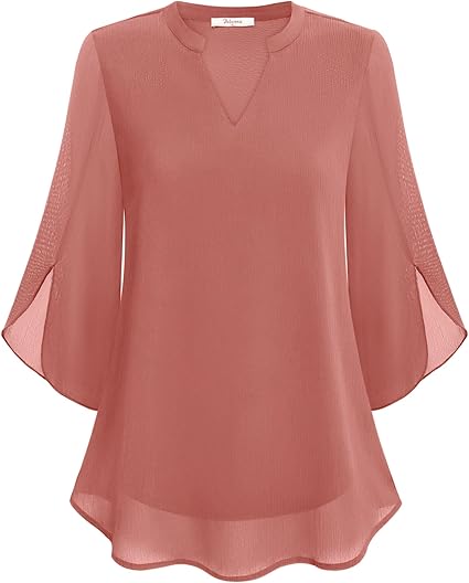 Dames Elegante Blouse met V-Hals en Wijde Mouwen