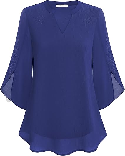 Dames Elegante Blouse met V-Hals en Wijde Mouwen
