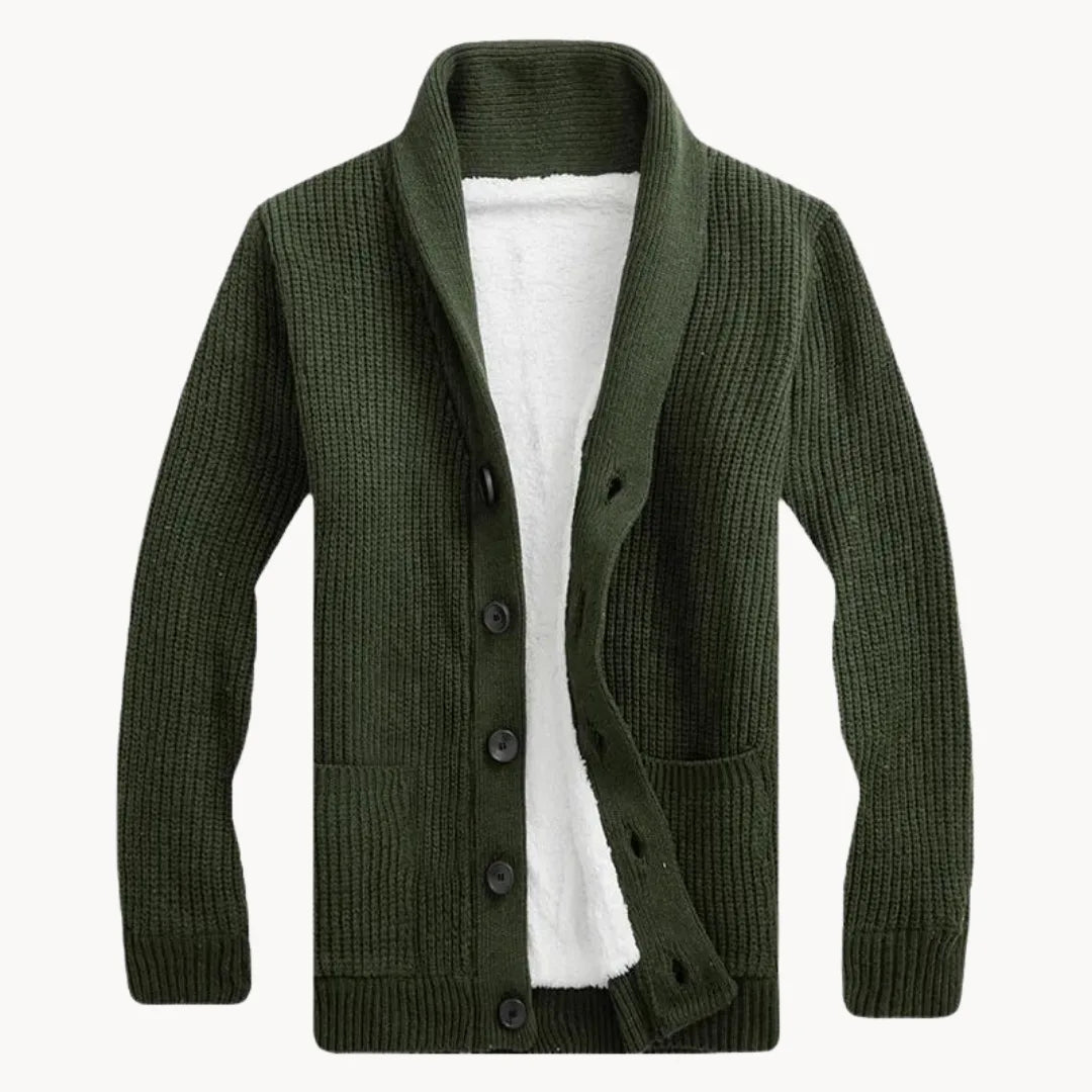 Hugo | Fleece cardigan met schouderkraag en voorzakken