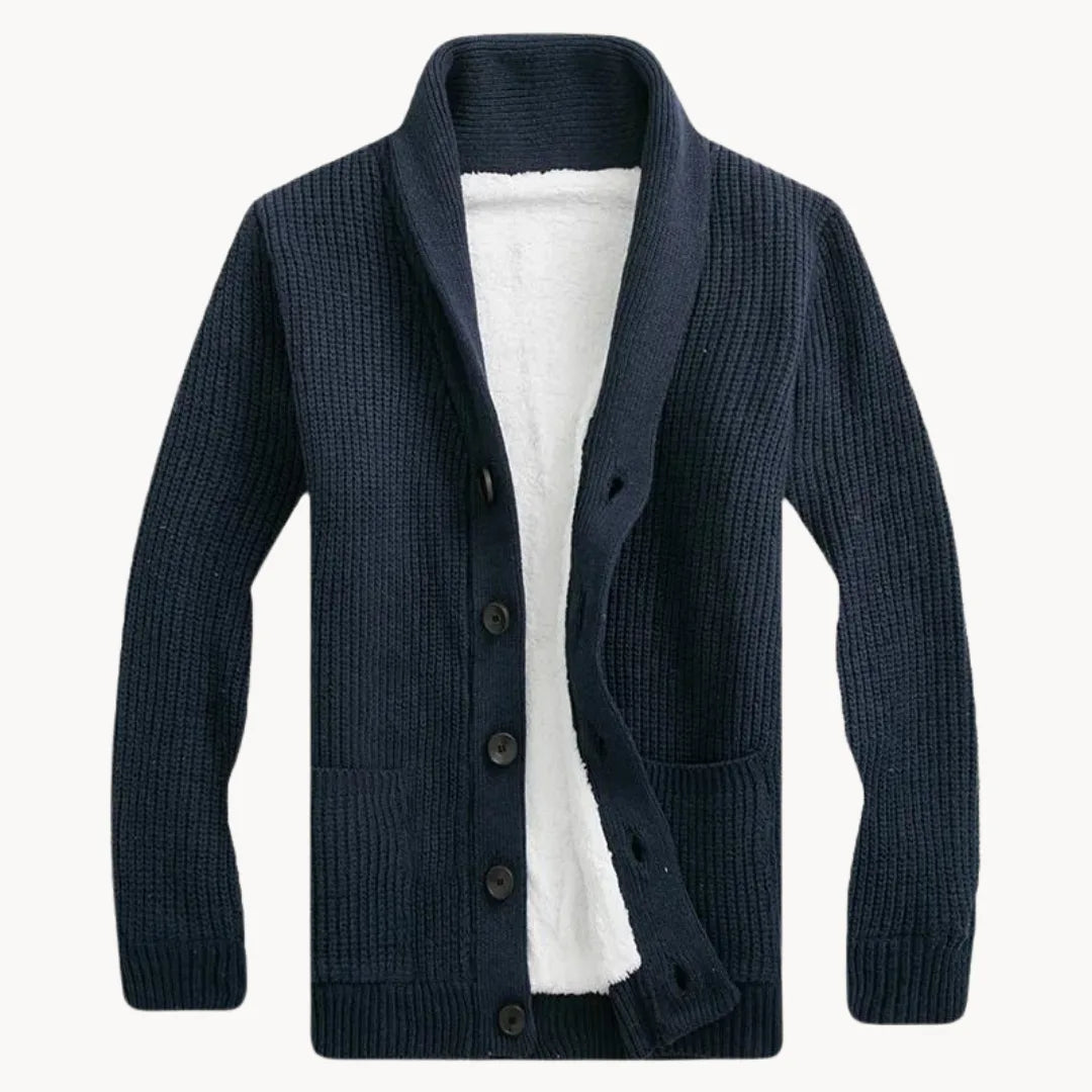 Hugo | Fleece cardigan met schouderkraag en voorzakken