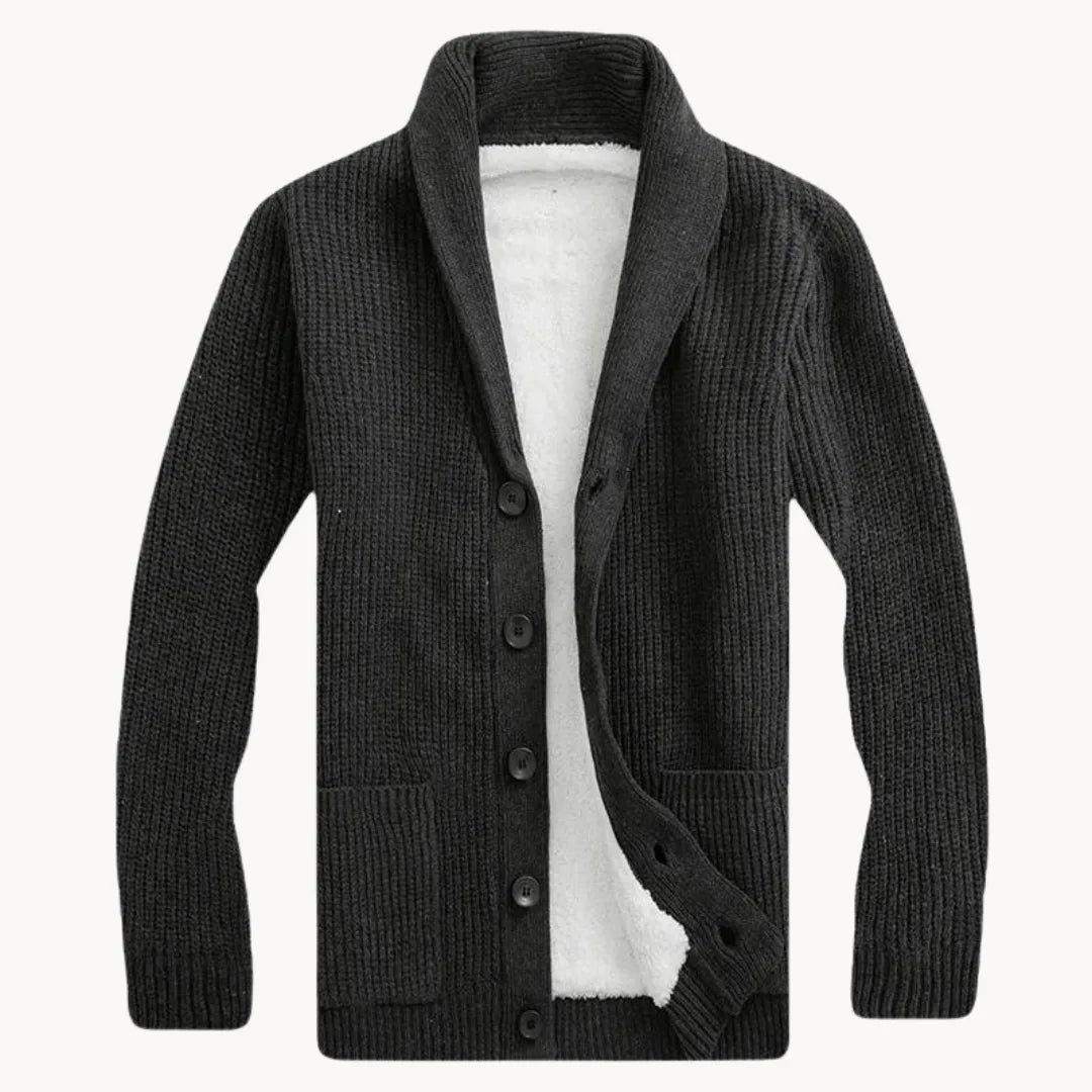 Hugo | Fleece cardigan met schouderkraag en voorzakken