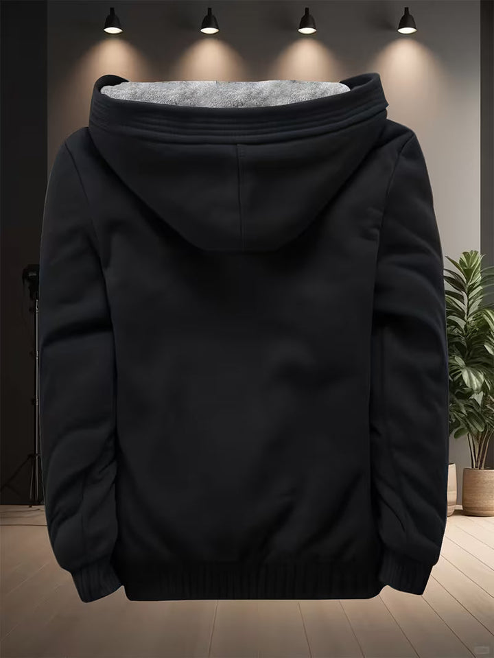 Fleece jas met capuchon en ritssluiting