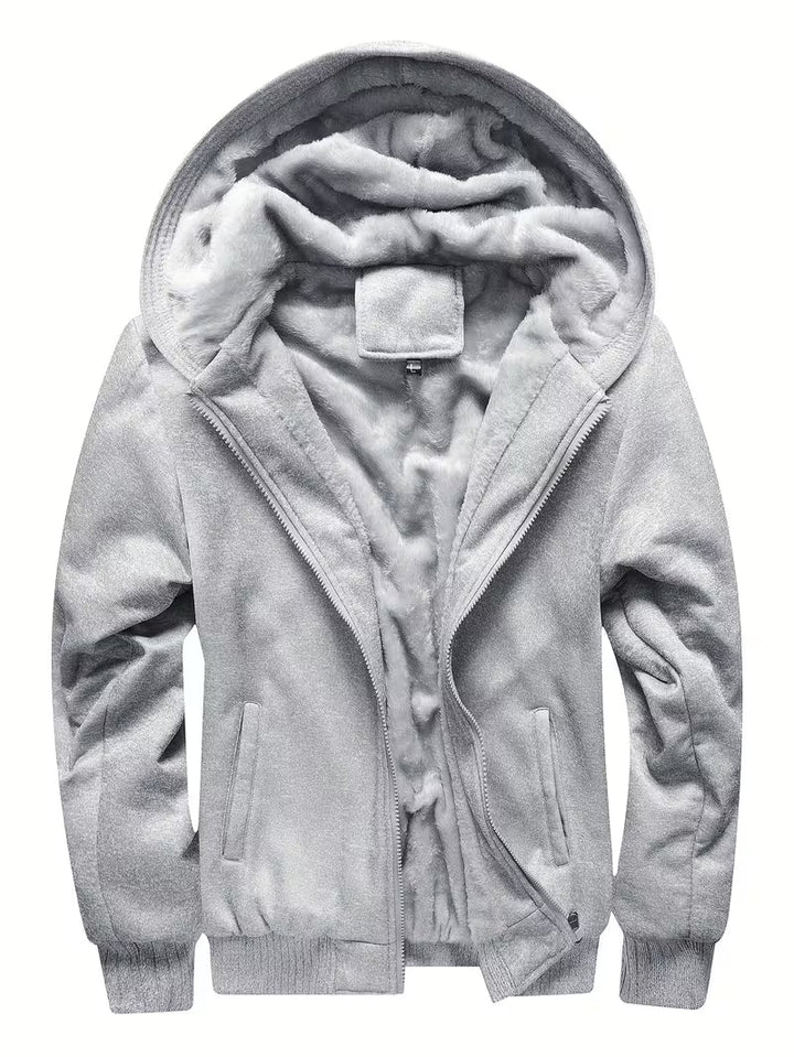 Fleece jas met capuchon en ritssluiting