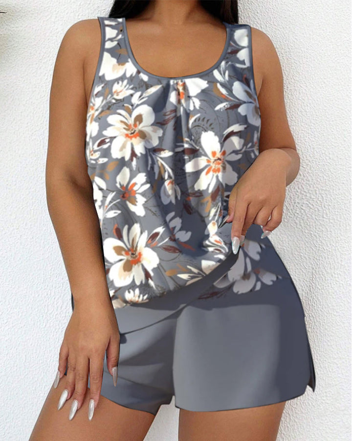 Floor - Stijlvolle Tankini Set Dames met Bloemenprint en Zwemshort