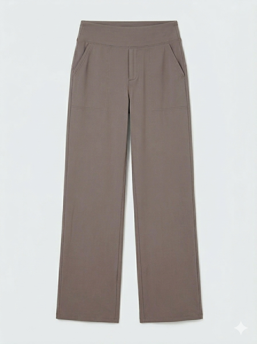 Hoge Taille Dames Broek Met Rechte Pijpen En Zakken