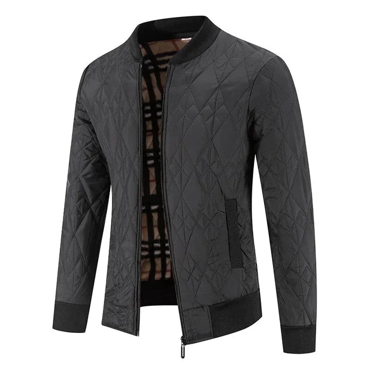 Hugo | Gequilt jas met rits en ronde hals