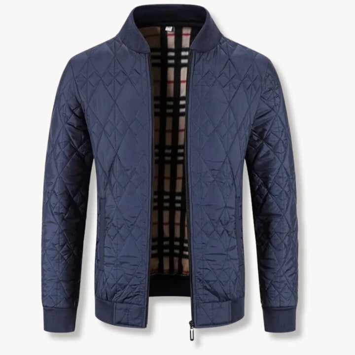 Hugo | Gequilt jas met rits en ronde hals