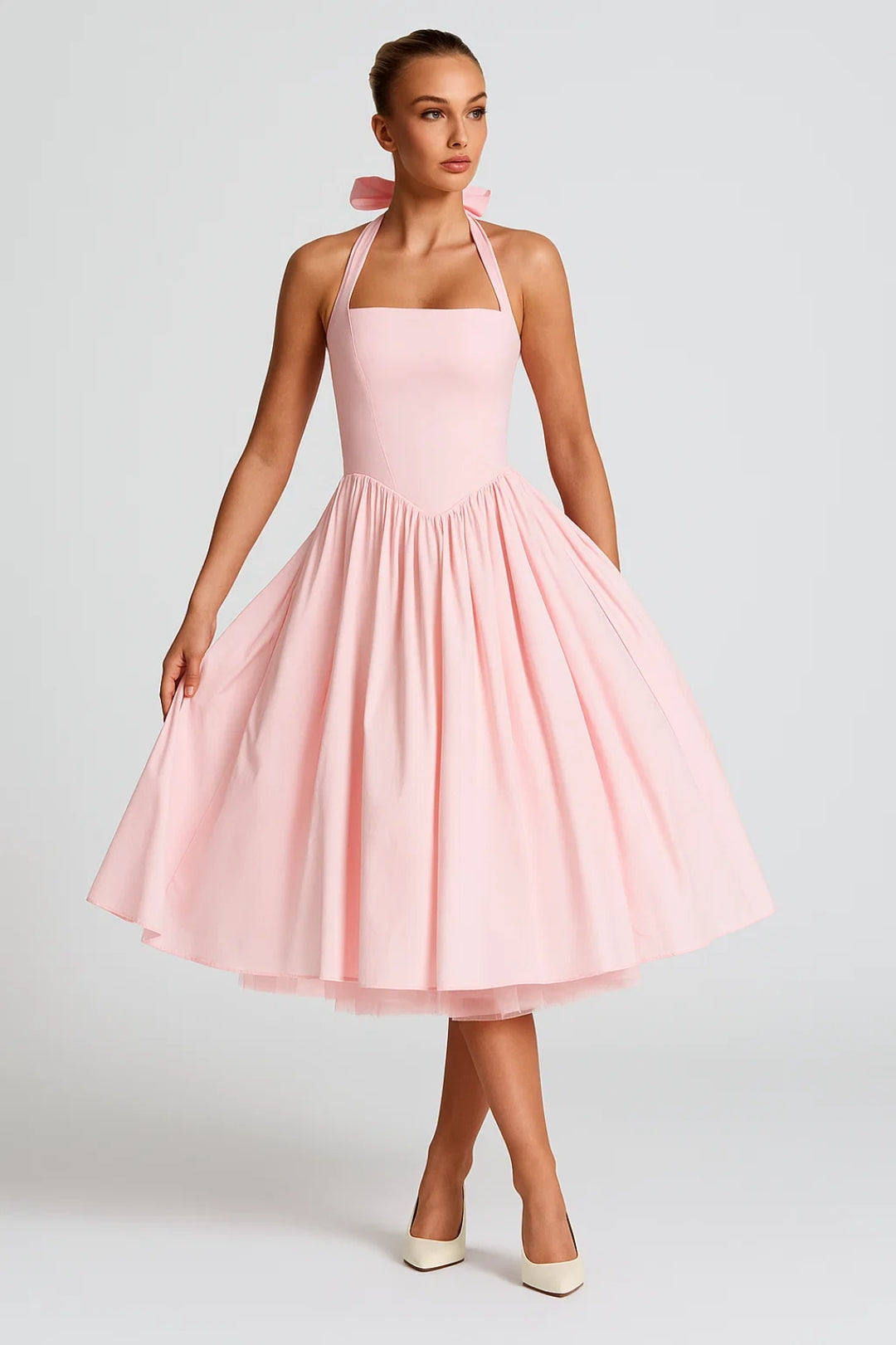 Midi Jurk Dames - Halter Neck met Wijde A-lijn | Chique