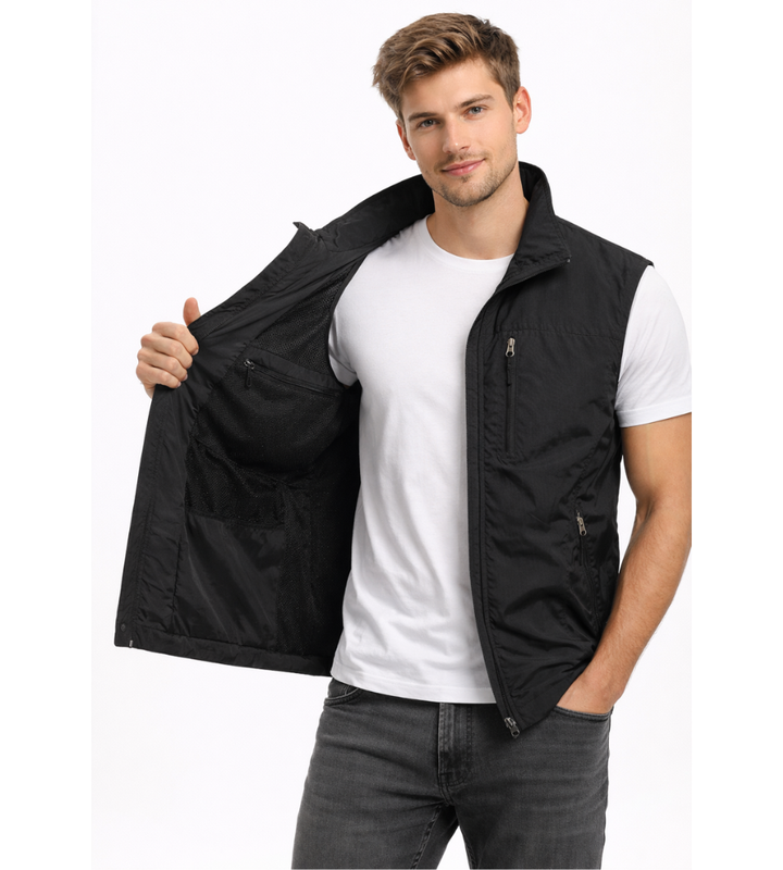 Bodywarmer Heren Rits Opstaande Kraag Outdoor Vest