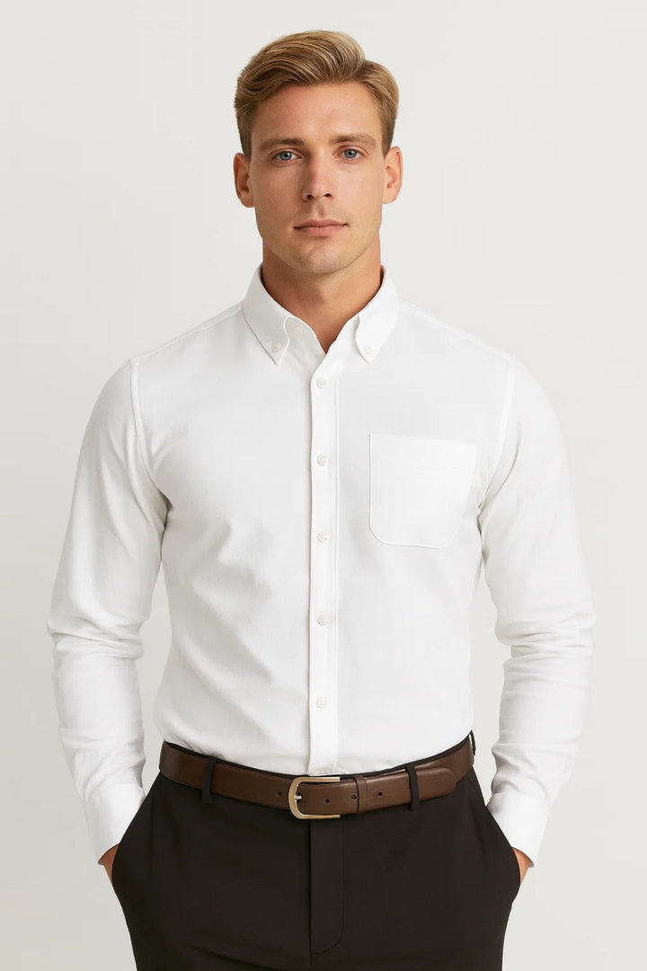 Overhemd Heren - Regular Fit met Borstzakje en Button-Down | Casual