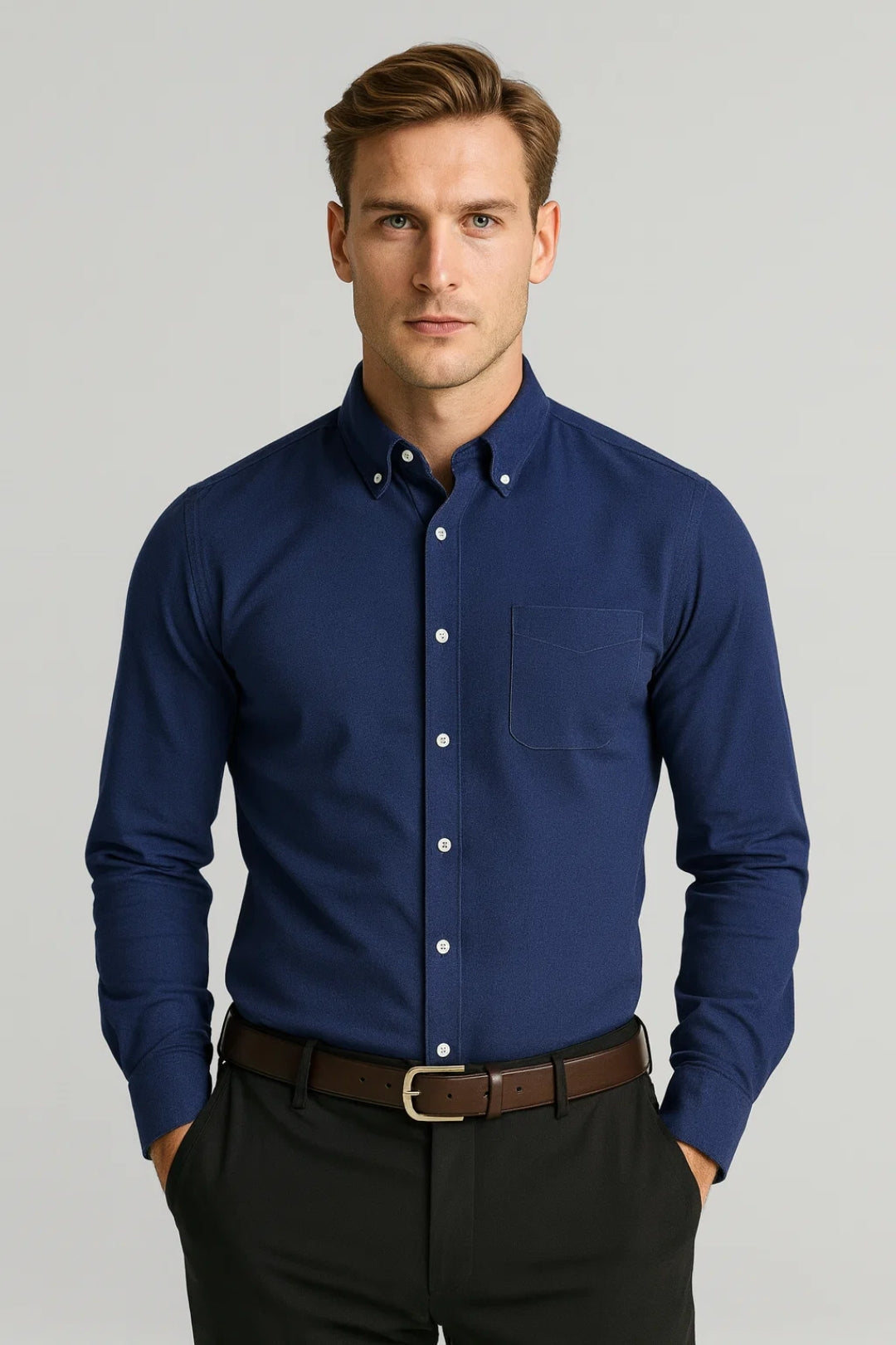Overhemd Heren - Regular Fit met Borstzakje en Button-Down | Casual
