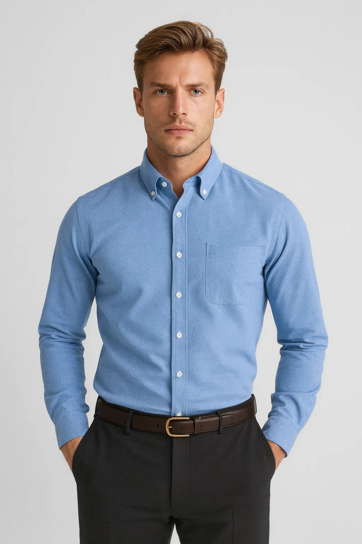 Overhemd Heren - Regular Fit met Borstzakje en Button-Down | Casual