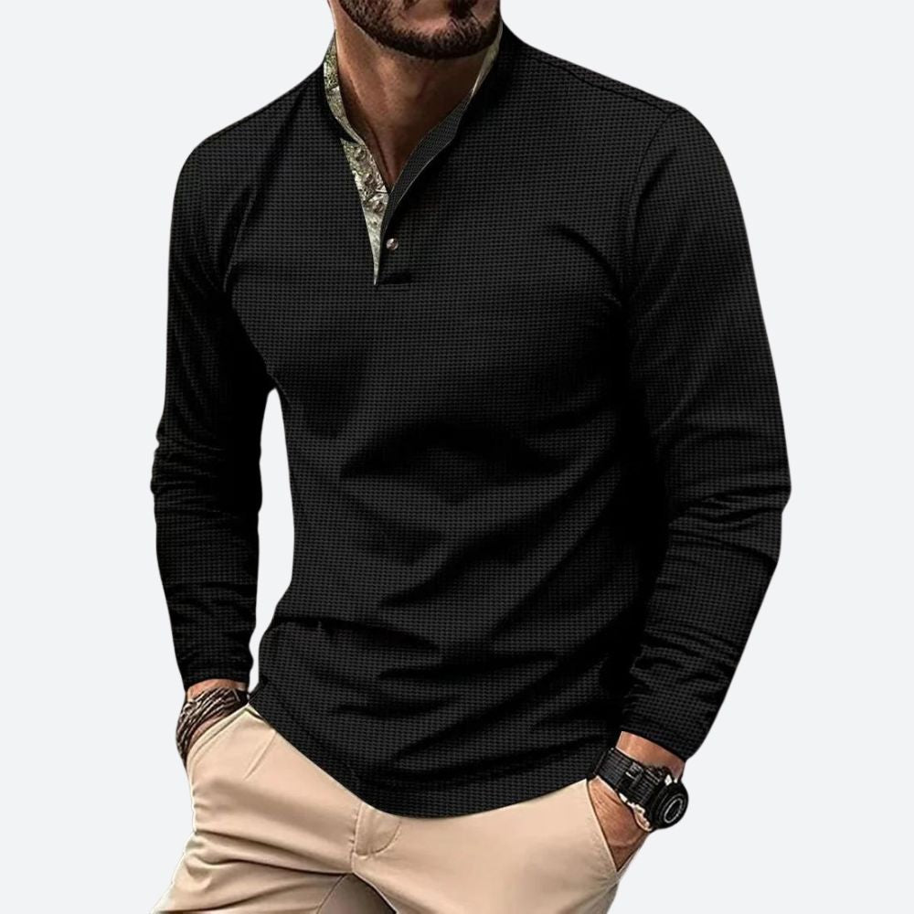 Heren poloshirt met lange mouwen en ademend materiaal