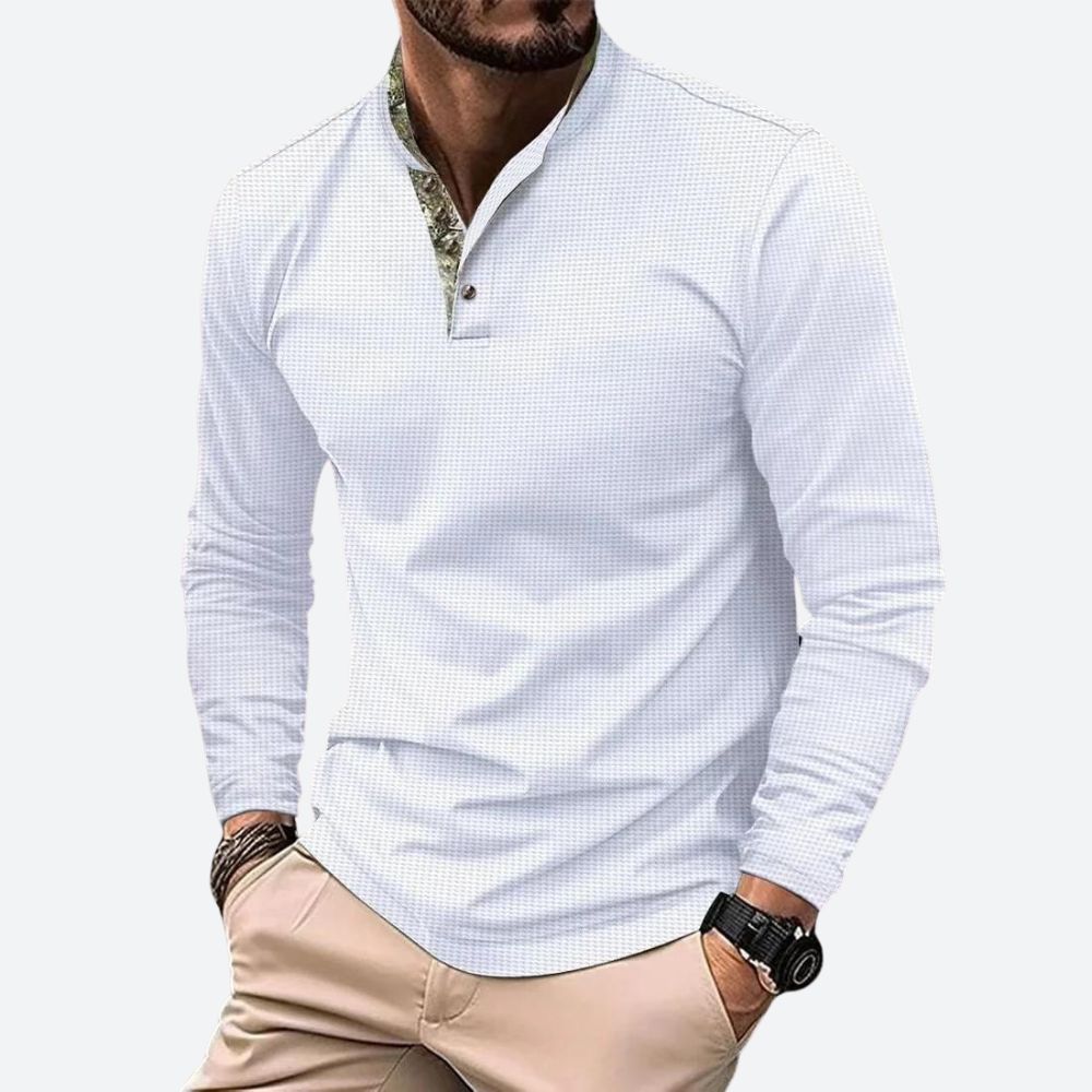 Heren poloshirt met lange mouwen en ademend materiaal