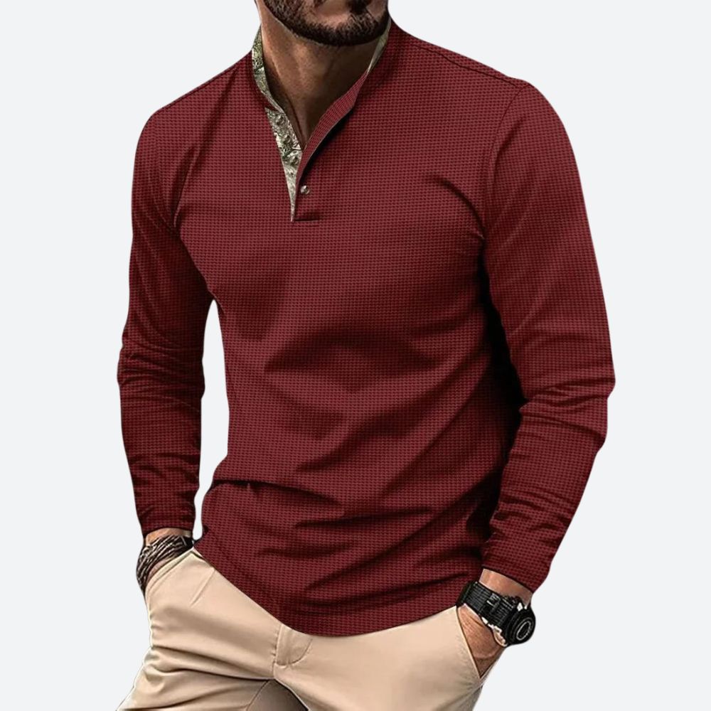 Heren poloshirt met lange mouwen en ademend materiaal