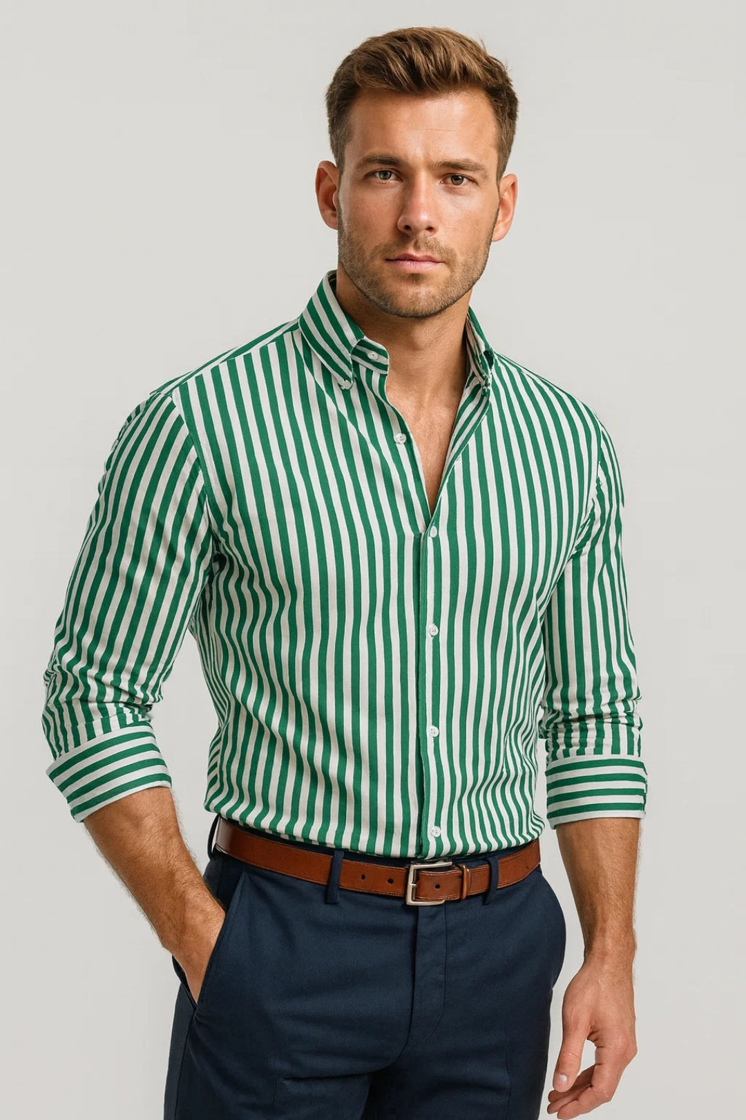 Overhemd Heren - Gestreept met Button Down Kraag | Casual