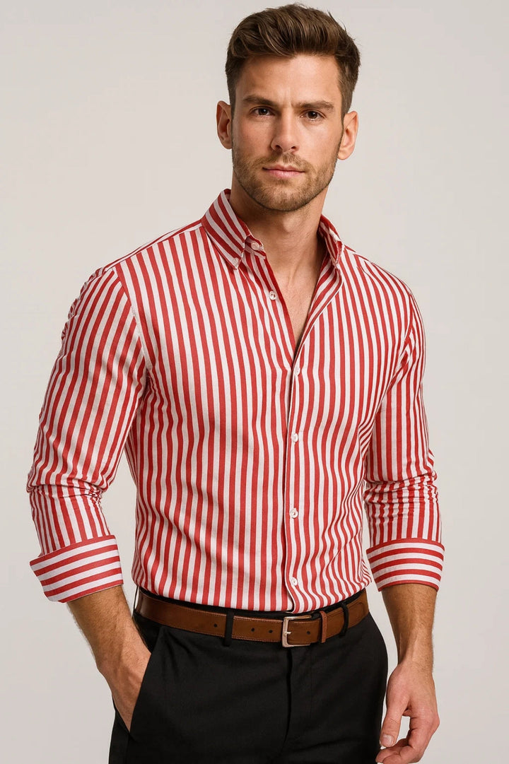 Overhemd Heren - Gestreept met Button Down Kraag | Casual