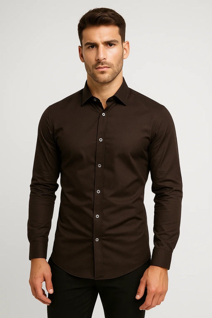 Overhemd Heren - Slim Fit Overhemd met Lange Mouwen | Casual