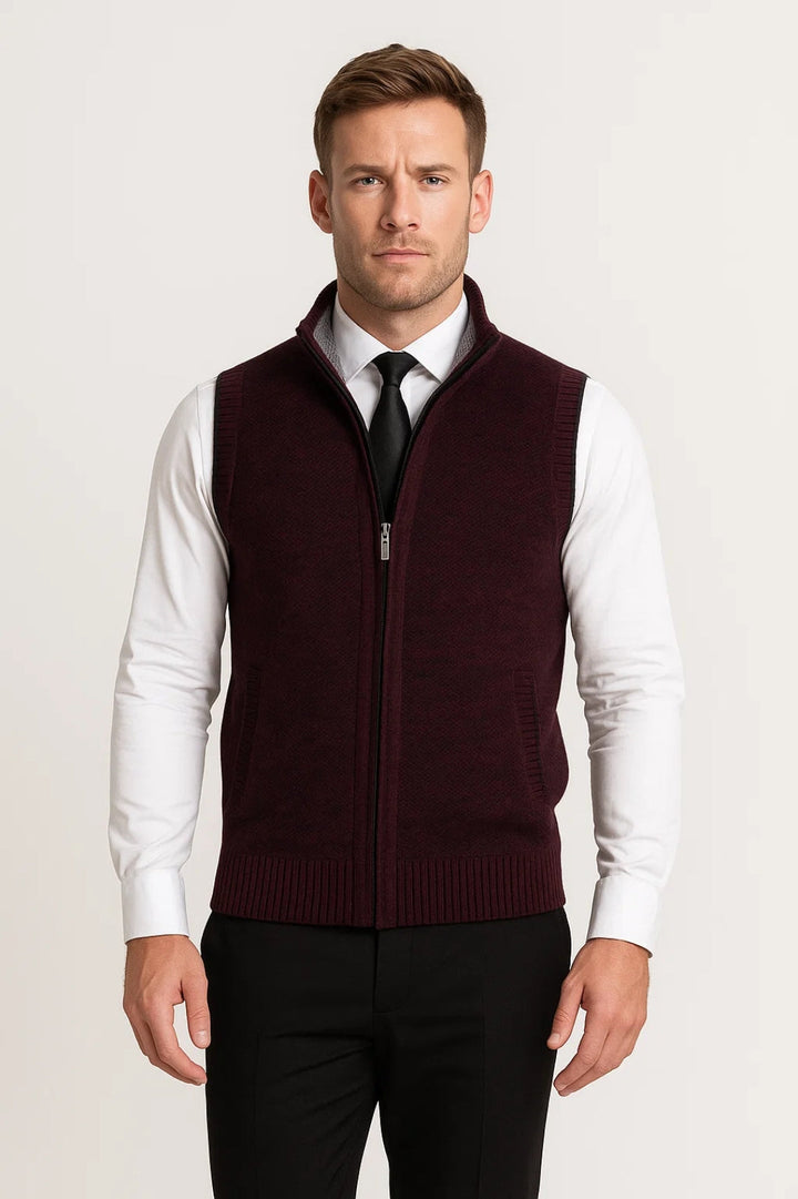 Vest Heren - Mouwloos Gebreid met Ritssluiting | Casual