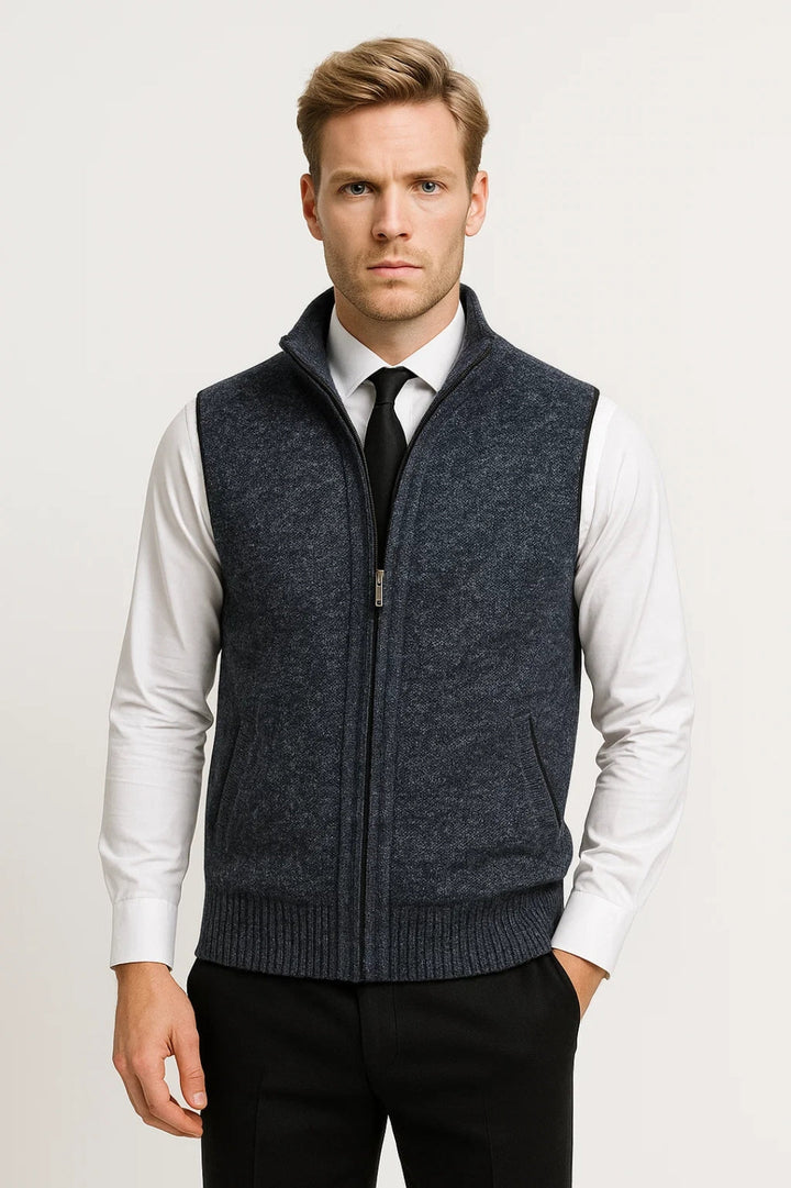Vest Heren - Mouwloos Gebreid met Ritssluiting | Casual