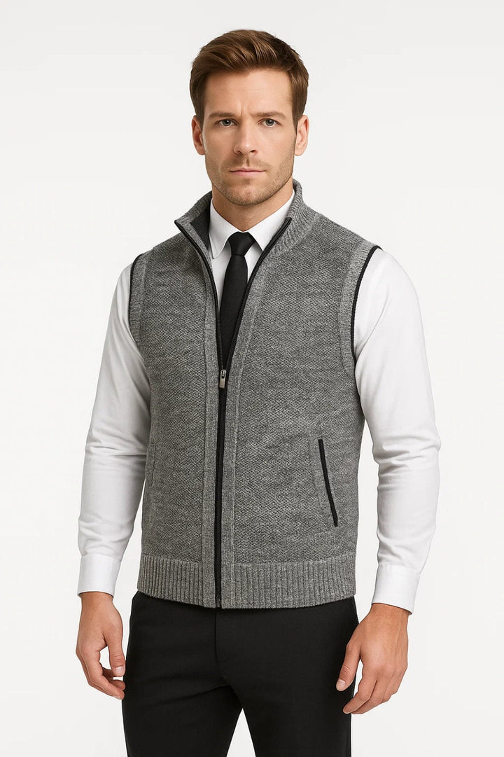 Vest Heren - Mouwloos Gebreid met Ritssluiting | Casual