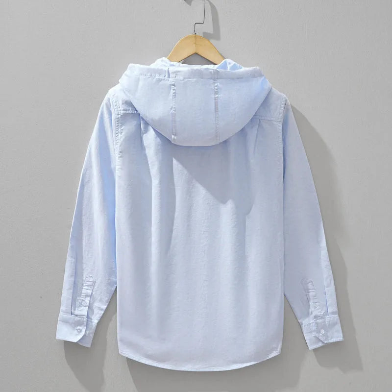 Linnen Hoodie met capuchon en borstzak