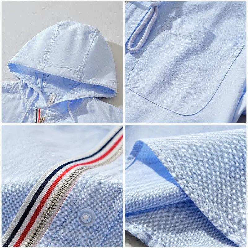 Linnen Hoodie met capuchon en borstzak