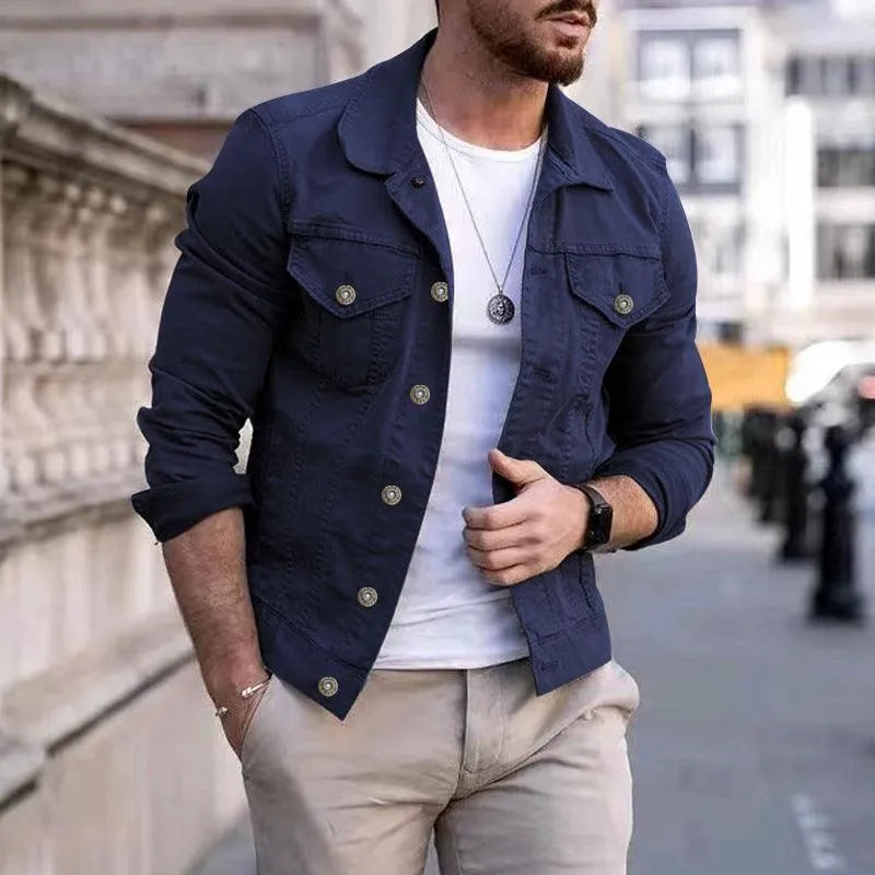 Spijkerjack Heren - Casual Klassieker - Blauw - Katoen met Zakken - Ideaal voor Dagelijks Gebruik