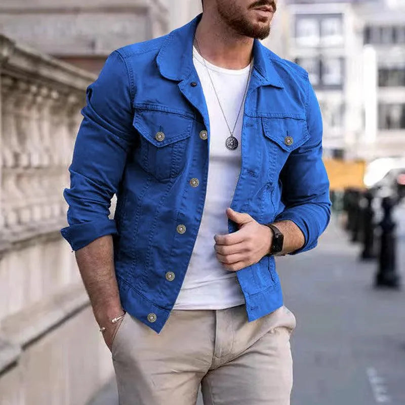 Spijkerjack Heren - Casual Klassieker - Blauw - Katoen met Zakken - Ideaal voor Dagelijks Gebruik