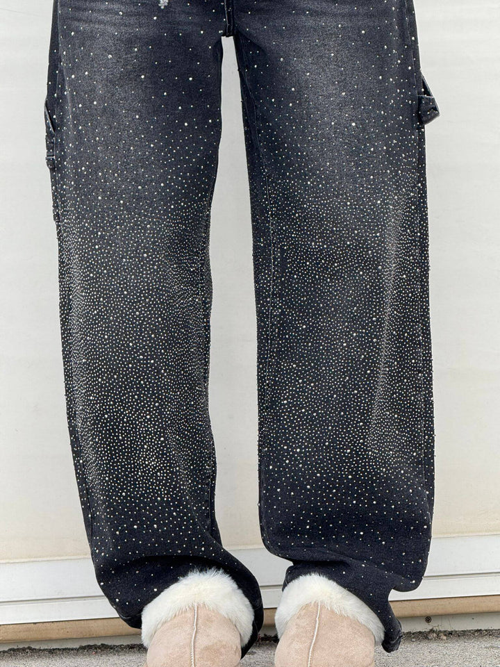 Trendy Glanzende Dames Jeans met Wijde Pijpen