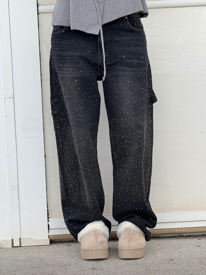 Trendy Glanzende Dames Jeans met Wijde Pijpen