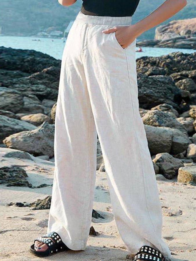 Luchtige Broek Met Wijde Pijpen En Hoge Taille Voor Dames