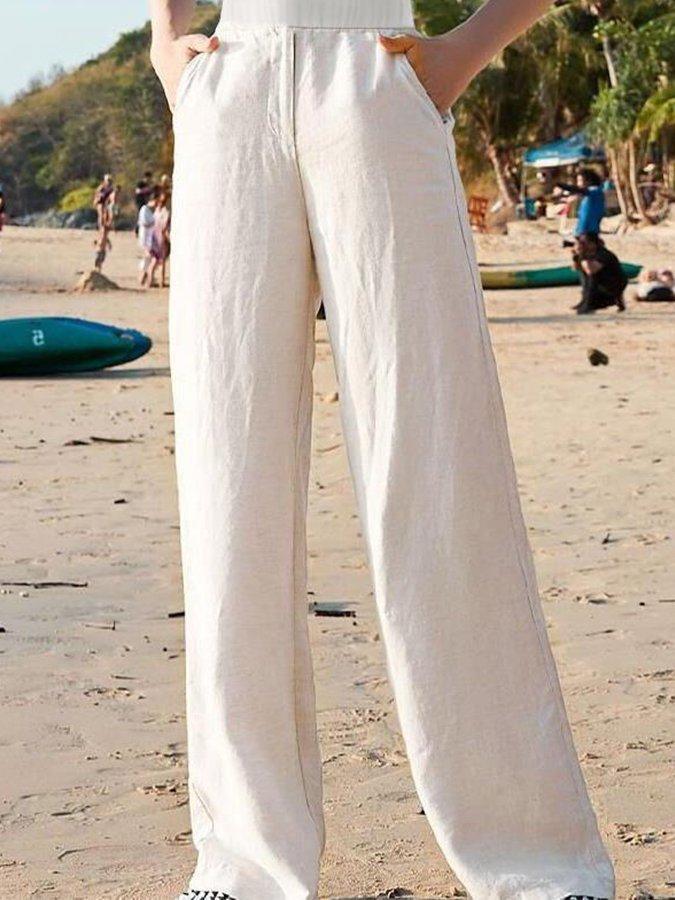 Luchtige Broek Met Wijde Pijpen En Hoge Taille Voor Dames